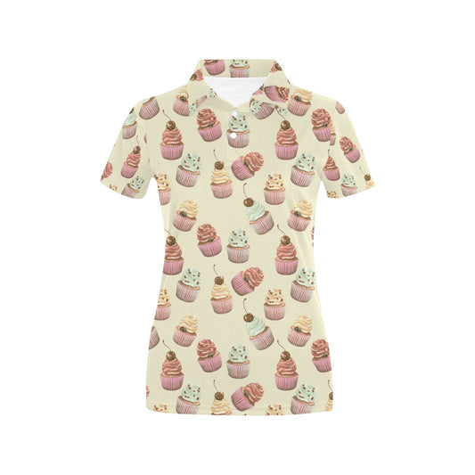 Cupcake Pattern Print Design 04 Women's Polo Shirt