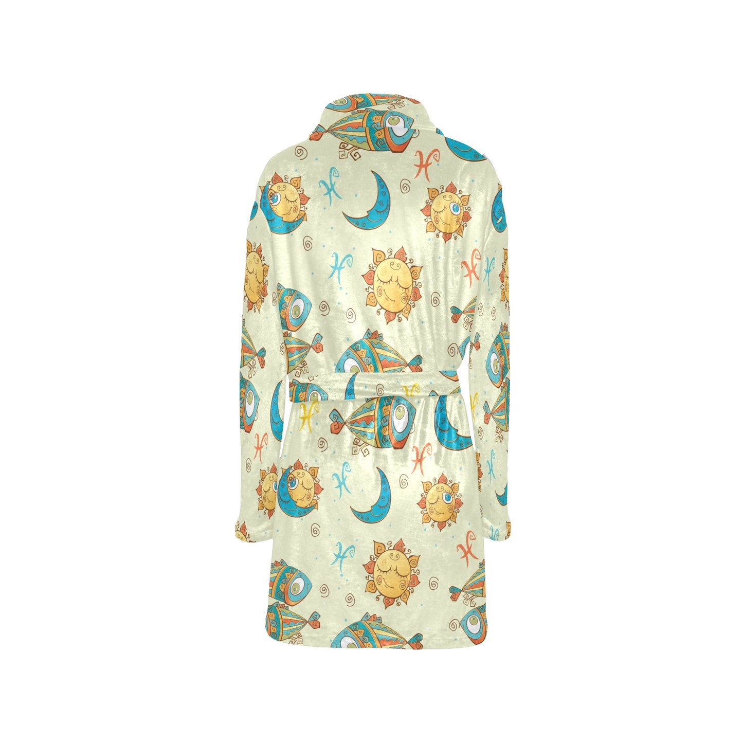 Pisces Pattern Print Design A03 Women's Fleece Robe