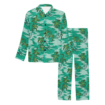 Palm Tree Pattern Print Design A01 Men's Long Pajama Set