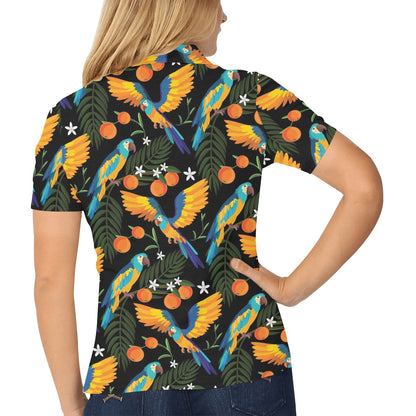 Macaw Pattern Print Design 03 Women's Polo Shirt