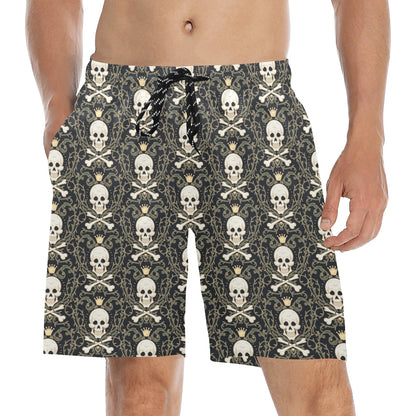Skull King Print Design LKS307 Men's Swim Trunks Beach Shorts