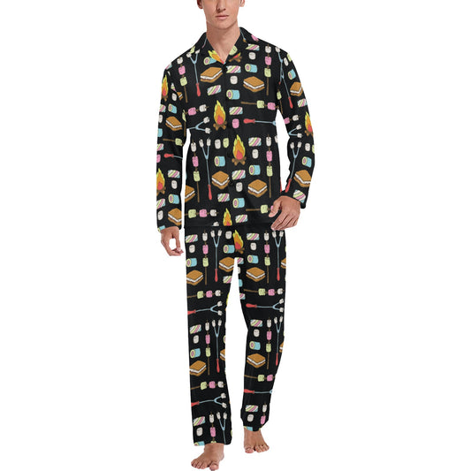 Camping Campfire Marshmallows Men's Long Pajama Set