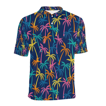 Palm Tree Pattern Print Design PT013 Men Polo Shirt