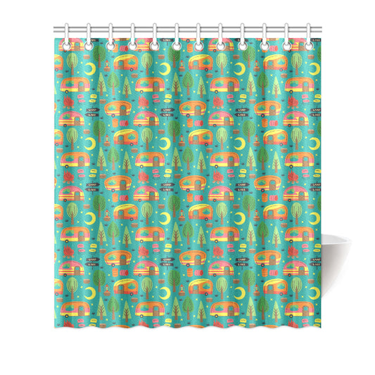 Camping Camper Pattern Print Design 05 Shower Curtain