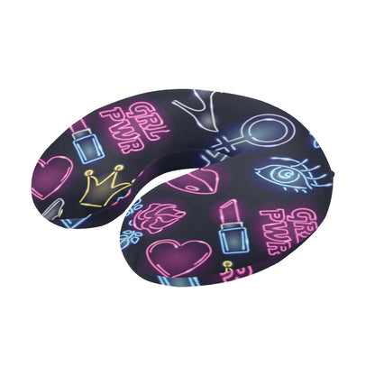 Lipstick Neon Pattern Print Design 02 U-Shaped Travel Neck Pillow