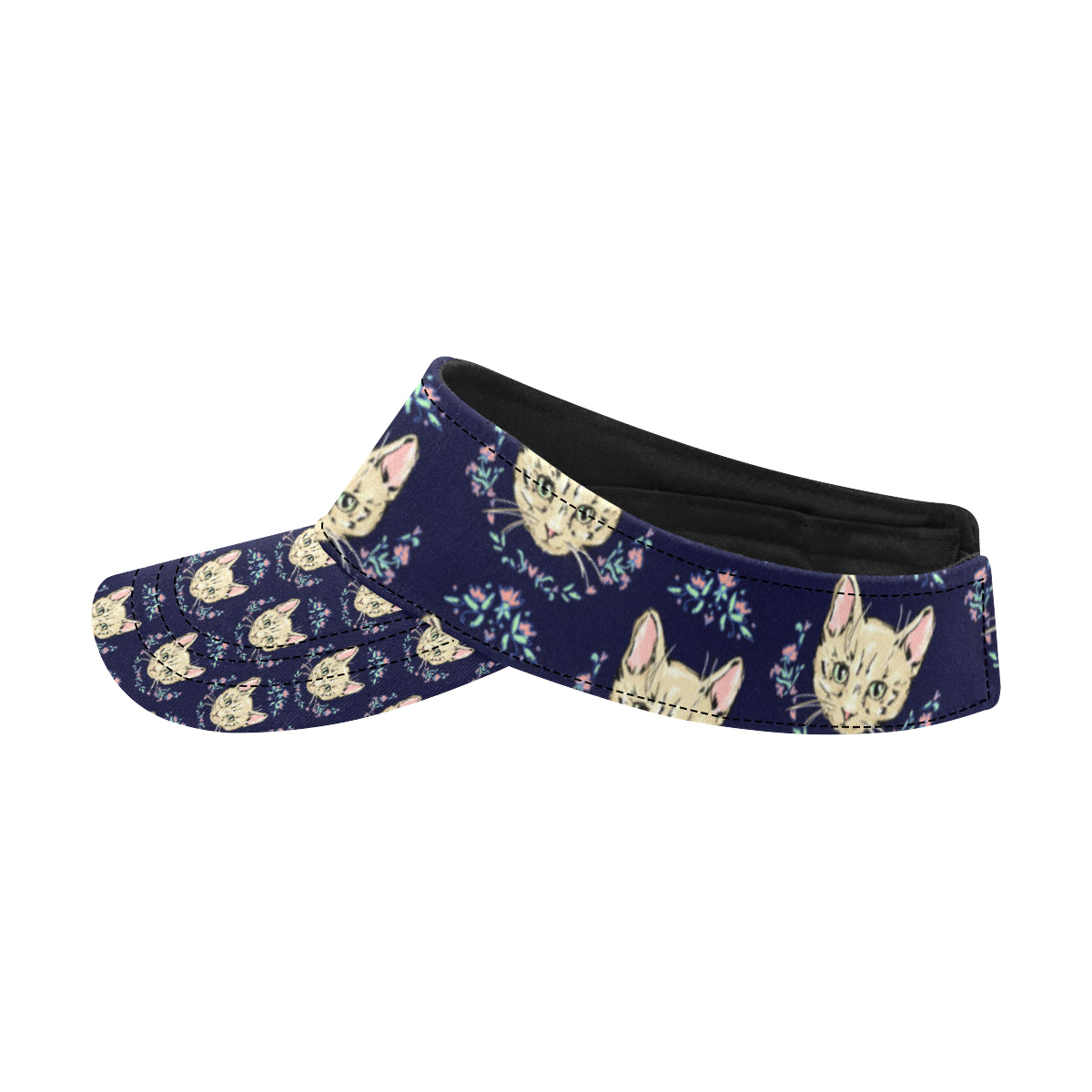 Cat Head with flower Print Pattern Unisex Sun Visor