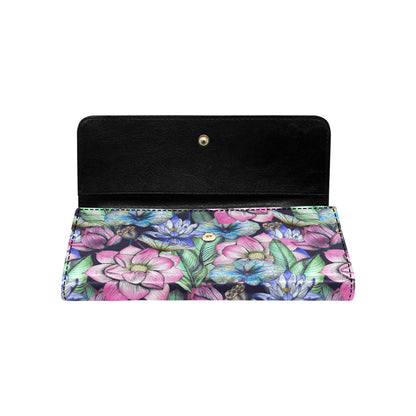 Water Lily Pattern Print Design WL07 Women's Trifold Wallet