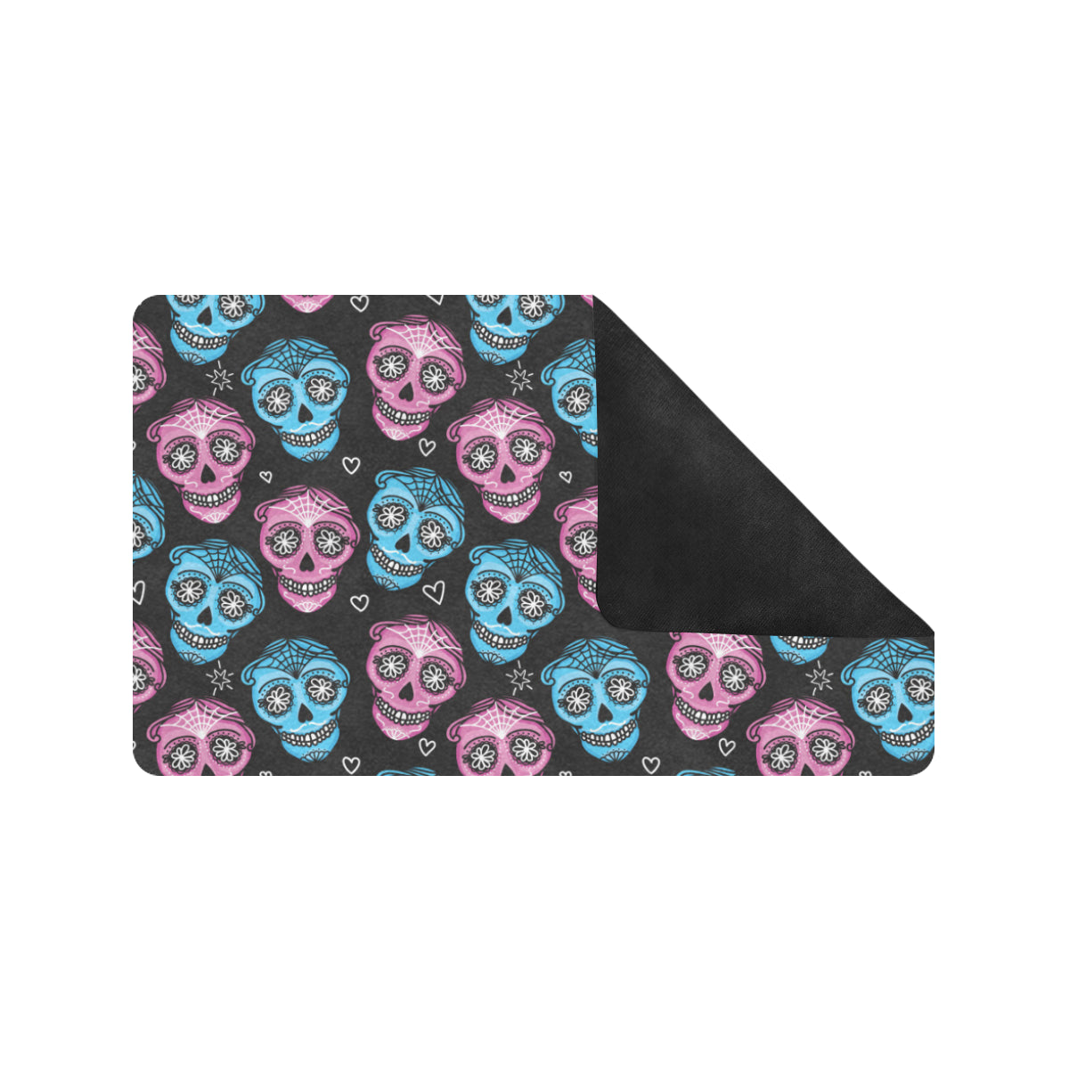 Day of the Dead Skull Print Pattern Rubber Doormat