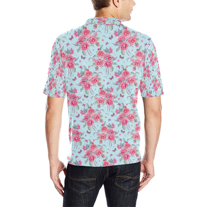 Camellia Pattern Print Design 01 Men Polo Shirt
