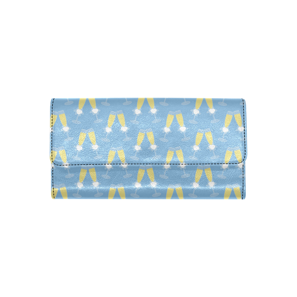 Champagne Pattern Print Design 06 Women's Trifold Wallet