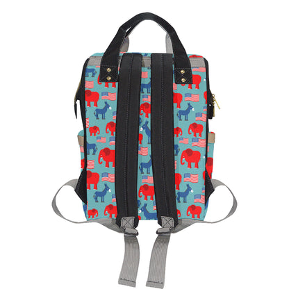 Donkey Red Elephant Pattern Print Design 03 Diaper Bag Backpack