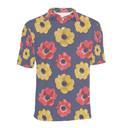 Anemone Pattern Print Design AM010 Men Polo Shirt