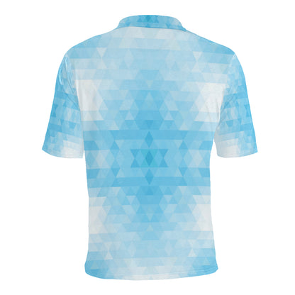 Geometric Blue Pattern Print Design 01 Men Polo Shirt