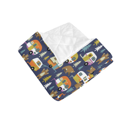 Camper Pattern Print Design 04 Premium Quilt