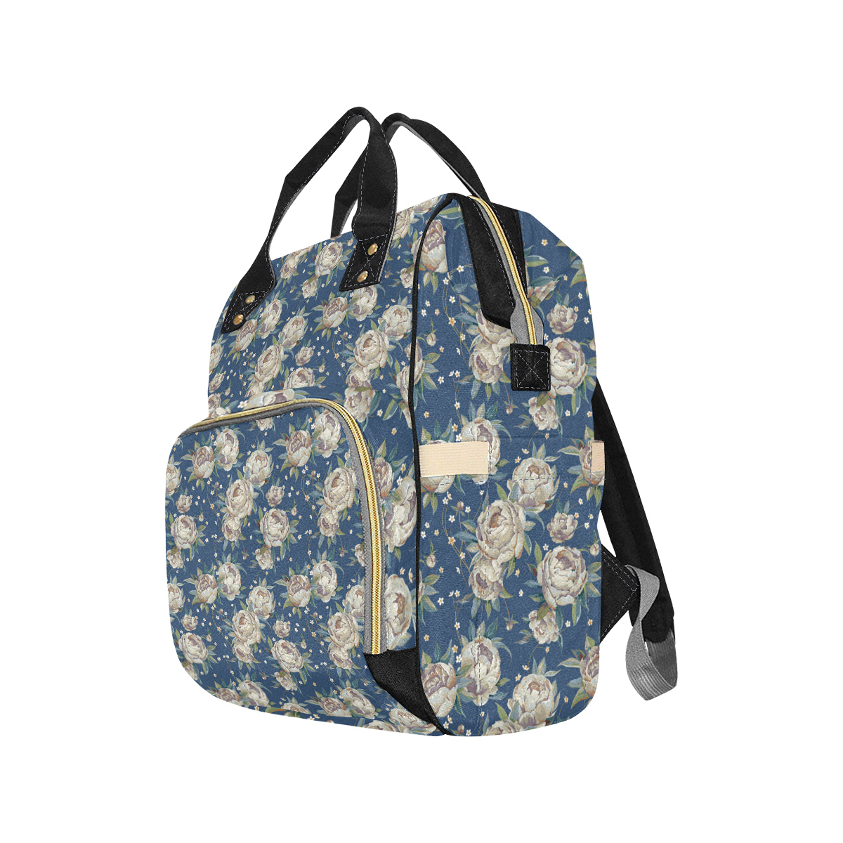 Peony Pattern Print Design A03 Diaper Bag Backpack