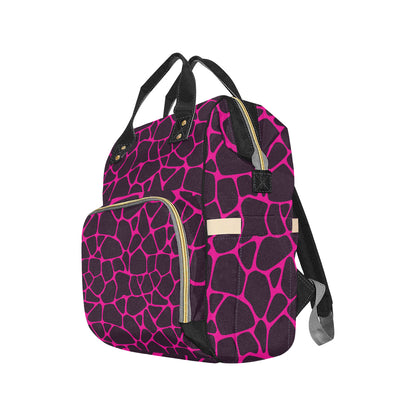 Giraffe Pink Background Texture Print Diaper Bag Backpack