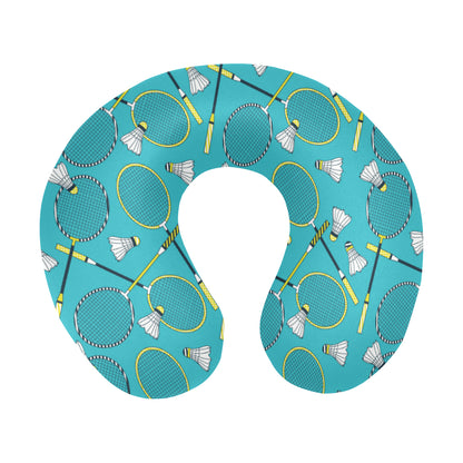 Badminton Pattern Print Design 06 U-Shaped Travel Neck Pillow