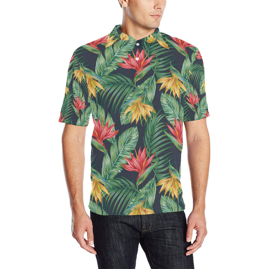 Bird Of Paradise Pattern Print Design BOP09 Men Polo Shirt