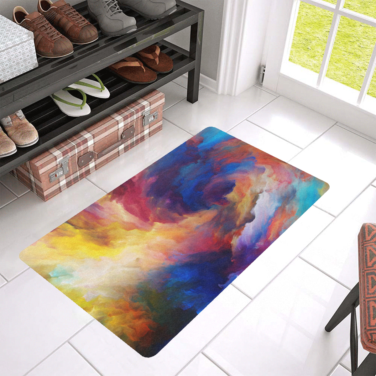Vortex Twist Swirl Water Color Design Rubber Doormat