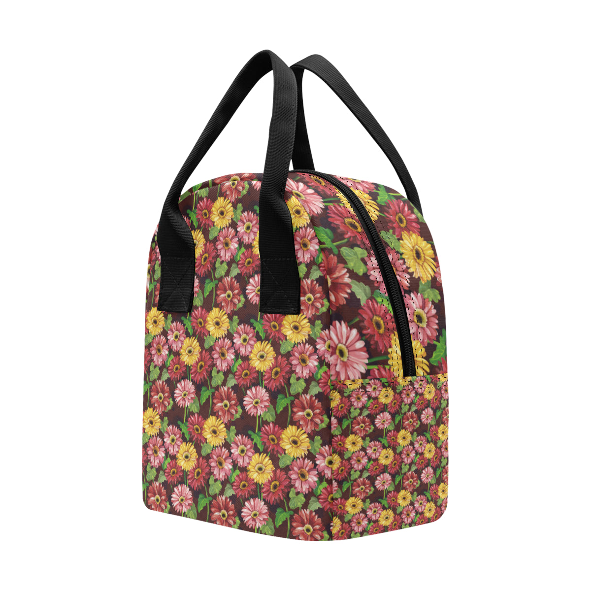 Daisy Gerbera Print Pattern Insulated Lunch Bag