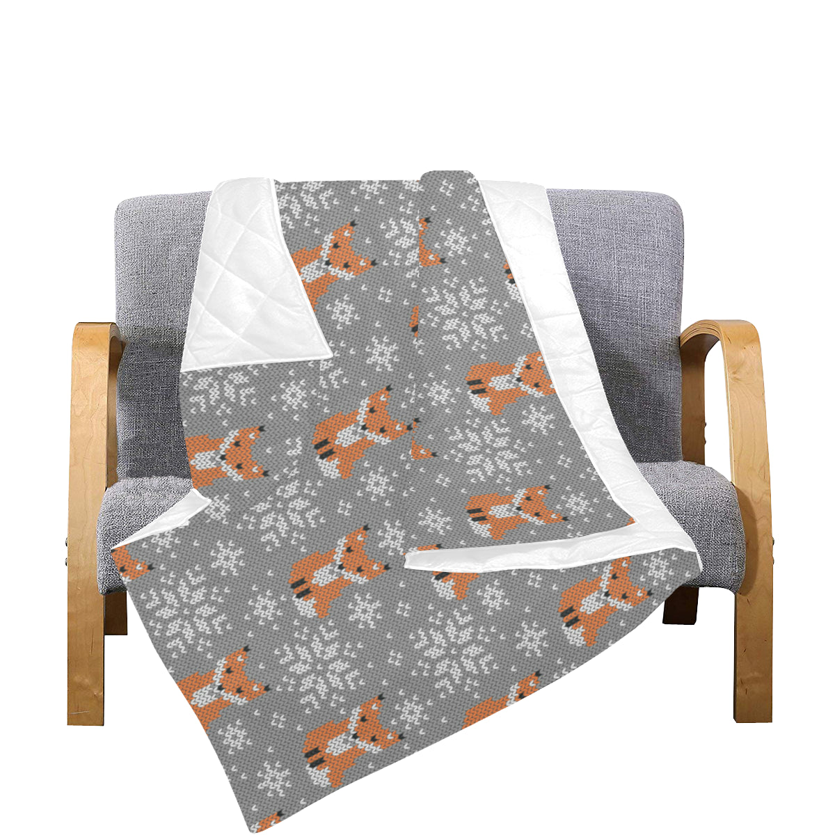 Knit Red Fox Pattern Print Design 02 Premium Quilt