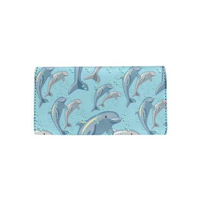 Dolphin Print Pattern Women's Trifold Wallet