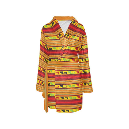Mexican Blanket Ornament Print Pattern Women's Fleece Robe