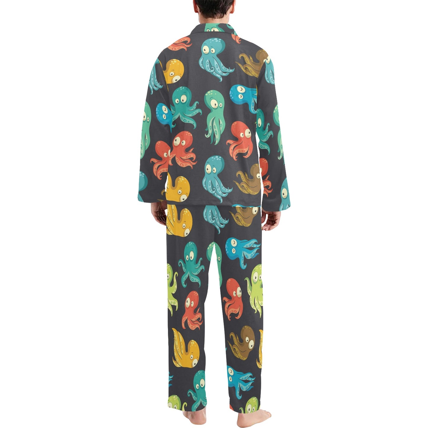 Octopus Pattern Print Design A01 Men's Long Pajama Set