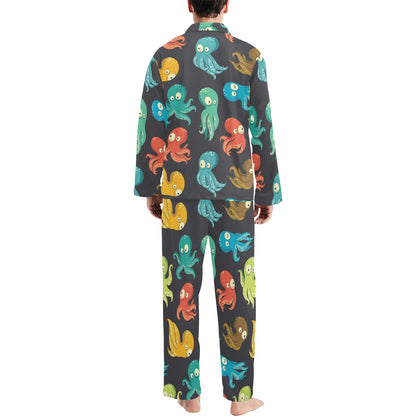 Octopus Pattern Print Design A01 Men's Long Pajama Set