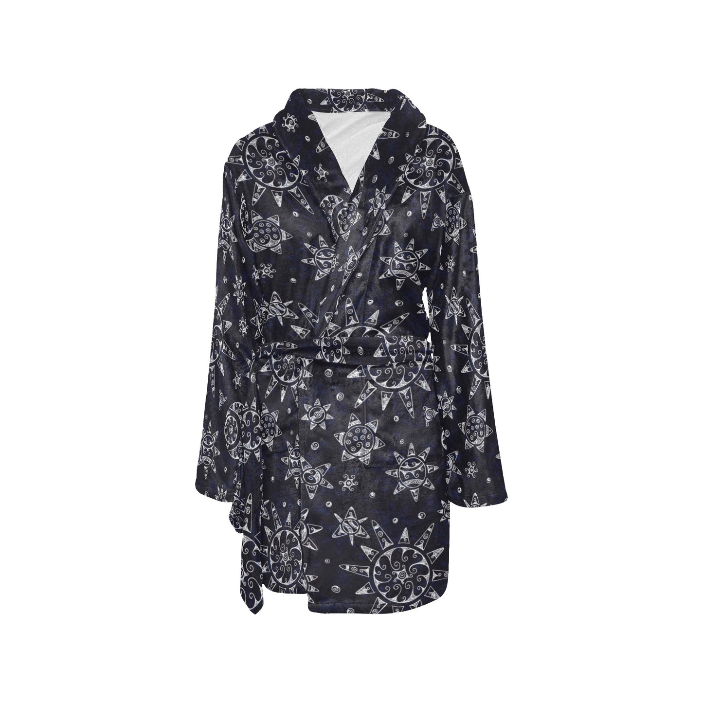 Sun Moon Pattern Women's Fleece Robe