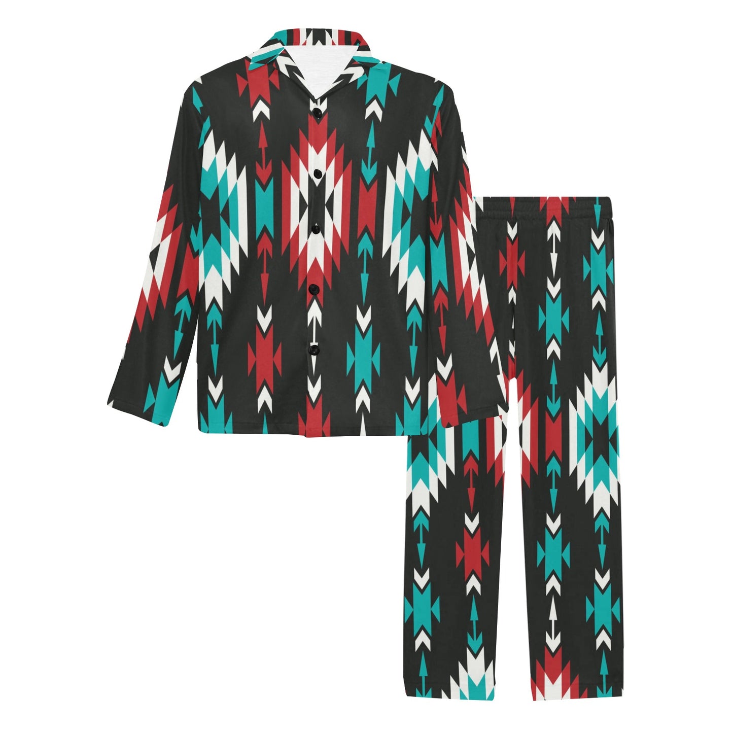 Native Pattern Print Design A08 Men's Long Pajama Set