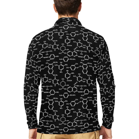 Chemical Pattern Print Design 02 Long Sleeve Polo Shirt For Men's