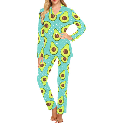 Avocado Pattern Print Design AC012 Women's Long Pajama Set