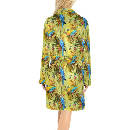 Parrot Pattern Print Design A02 Women's Fleece Robe