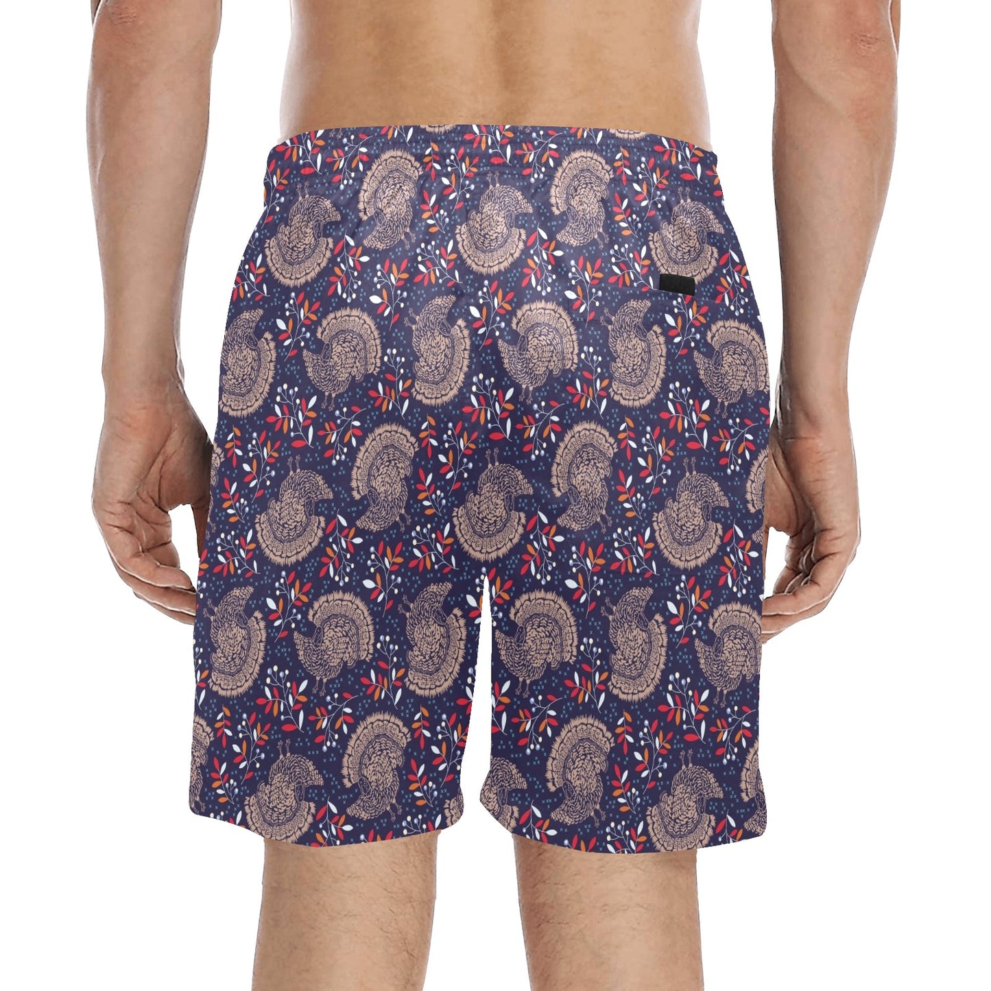 Turkey Print Design LKS401 Men's Swim Trunks Beach Shorts