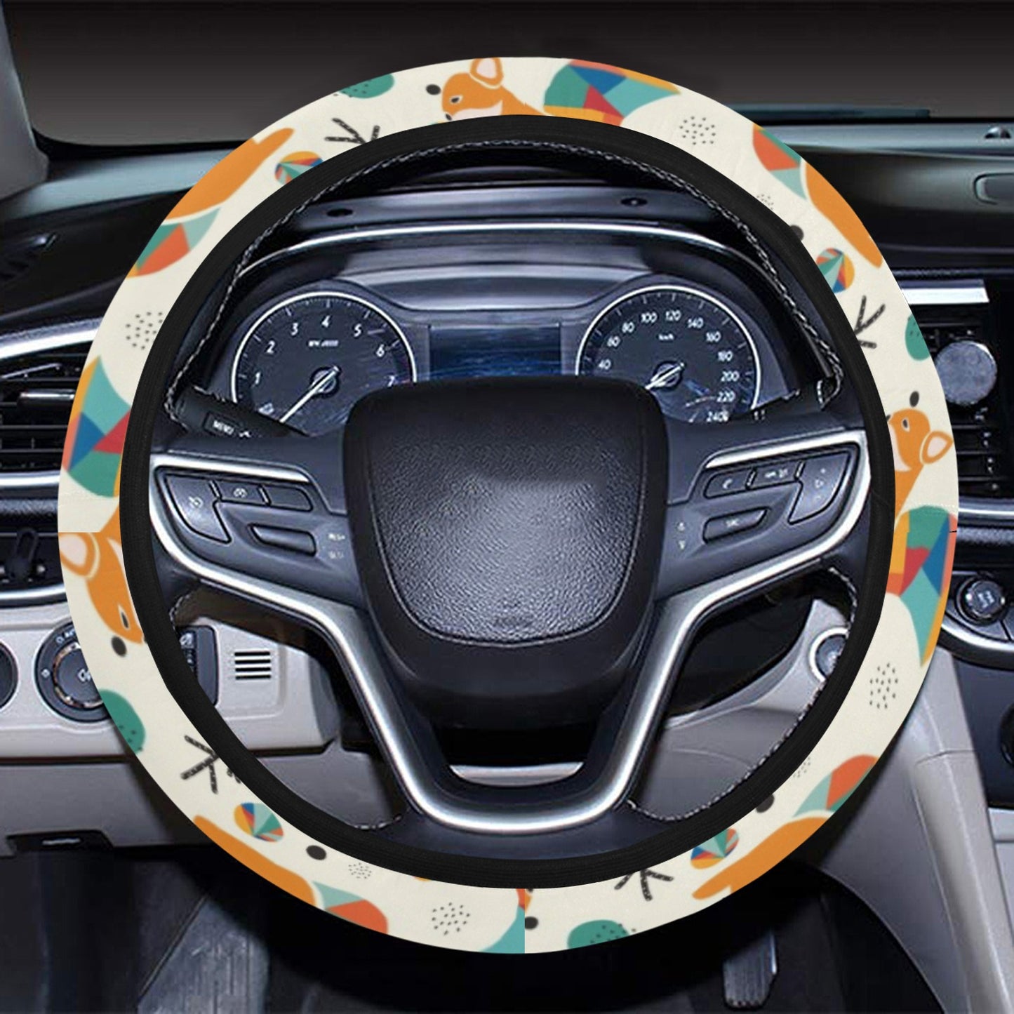 Squirrel Print Design LKS304 Steering Wheel Cover with Elastic Edge