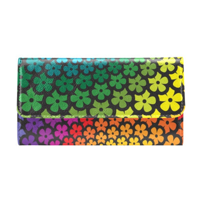Flower Power Rainbow Spiral Print Women's Trifold Wallet