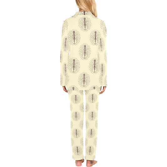 Mandolin Pattern Print Design 02 Women's Long Pajama Set