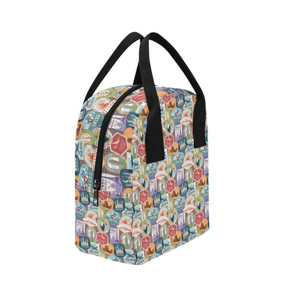 Travel Stamp Print Design LKS301 Insulated Lunch Bag