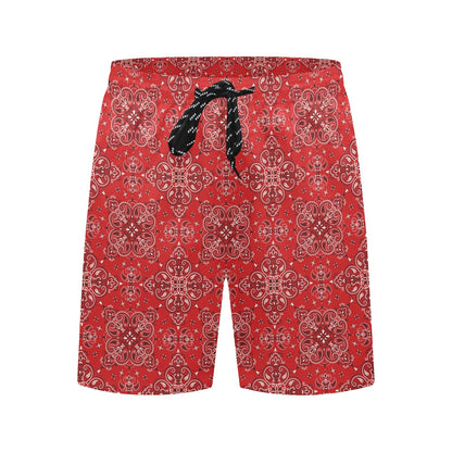 Bandana Red Pattern Print Design LKS3010 Men's Swim Trunks Beach Shorts