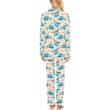 Sloth Print Design LKS3011 Women's Long Pajama Set