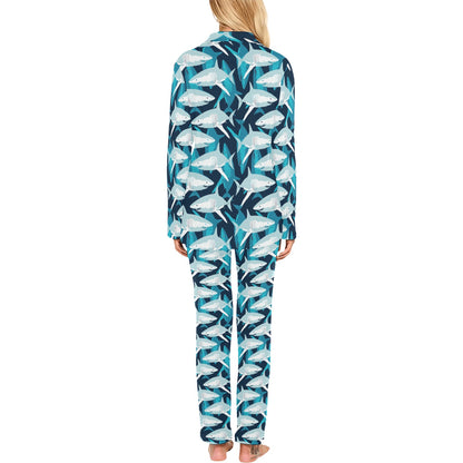 Shark Design Print Women's Long Pajama Set