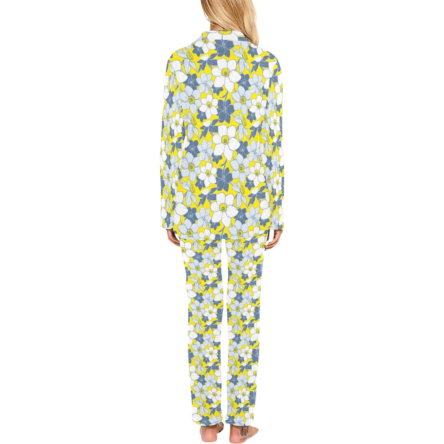 Daffodils Pattern Print Design 01 Women's Long Pajama Set
