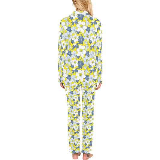 Daffodils Pattern Print Design 01 Women's Long Pajama Set