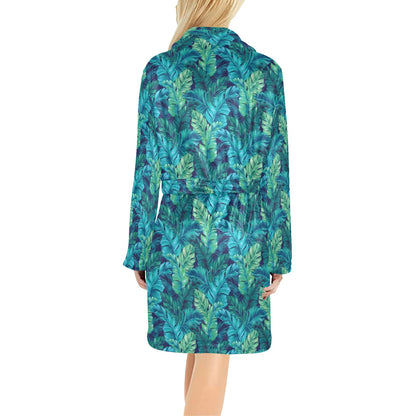 Banana Leaf Pattern Print Design 06 Women's Fleece Robe