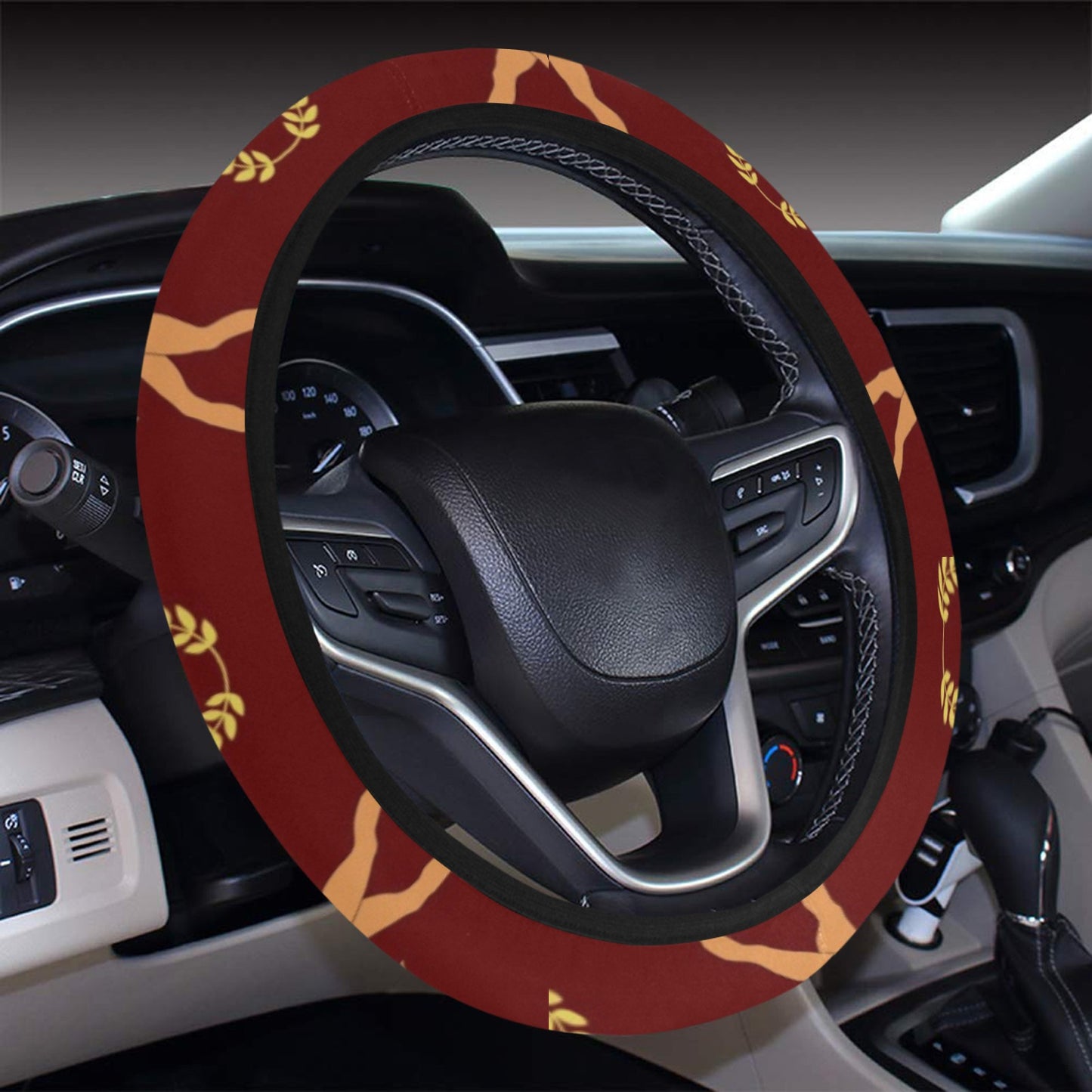 Ancient Greek Print Design LKS307 Steering Wheel Cover with Elastic Edge