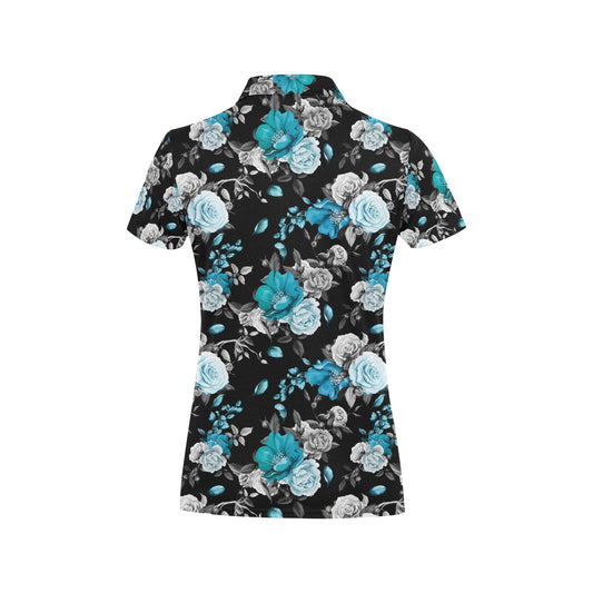 Rose Pattern Print Design A02 Women's Polo Shirt