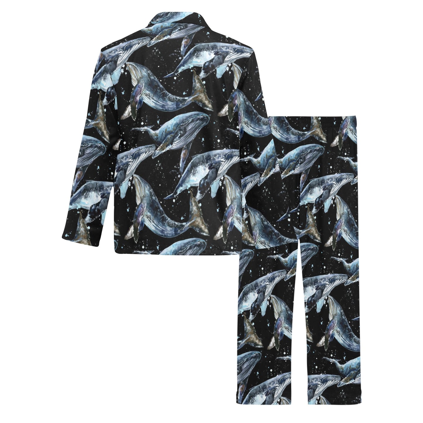 Humpback Whale Pattern Print Design 01 Men's Long Pajama Set