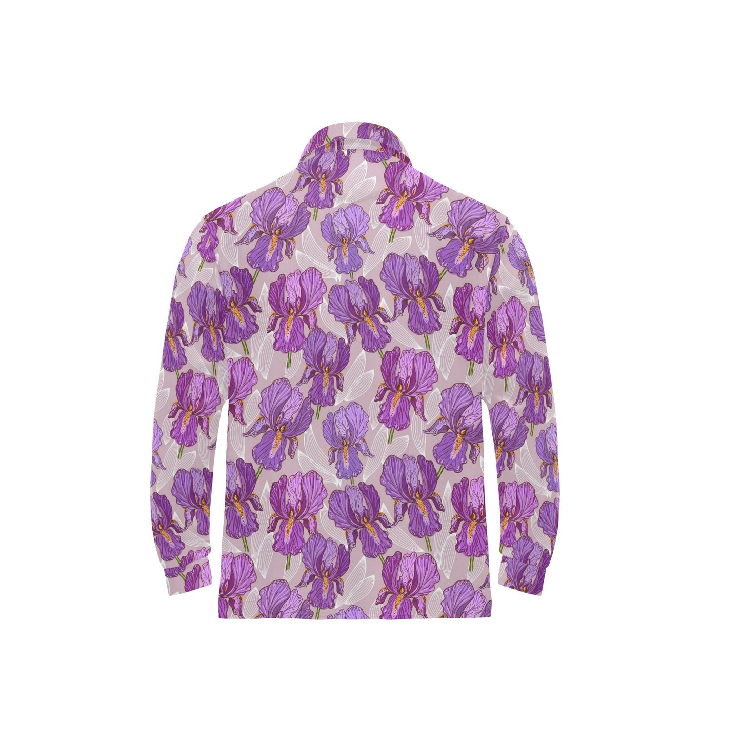 Iris Pattern Print Design IR05 Long Sleeve Polo Shirt For Men's