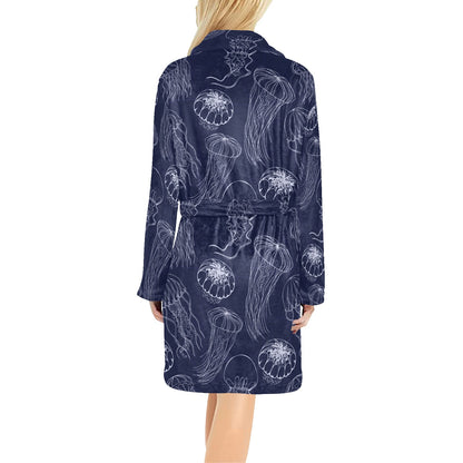 Jellyfish Pattern Print Design 05 Women's Fleece Robe